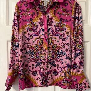 NWT Rachel Zoe Pink Paisley Floral Blouse Size S